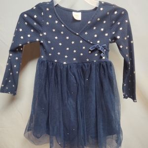 Girls 3t, long sleeve blue dress with a star pattern from Wonder Nation